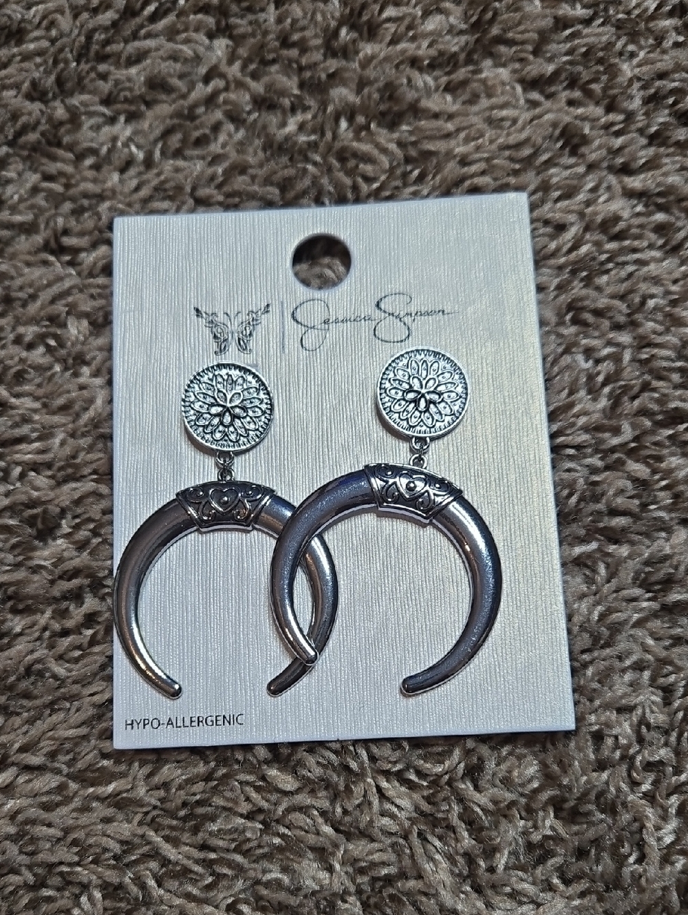 Jessica Simpson Hypo-Allergenic Silver Dangle Earrings Jewelry